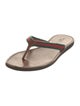 Gucci Web Accent Leather Flip Flops
