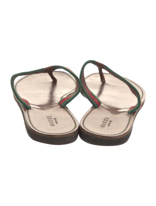 Gucci Web Accent Leather Flip Flops
