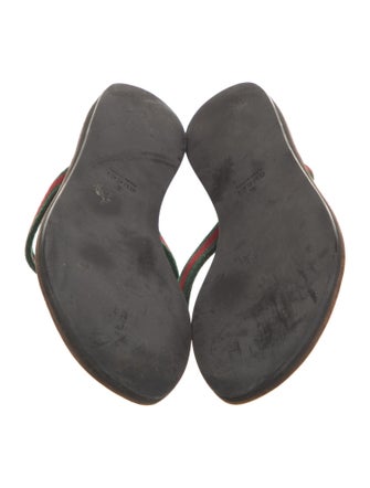 Gucci Web Accent Leather Flip Flops