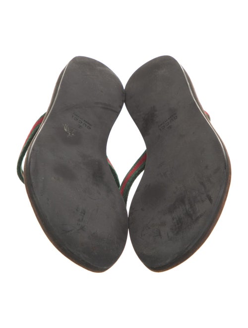 Gucci Web Accent Leather Flip Flops