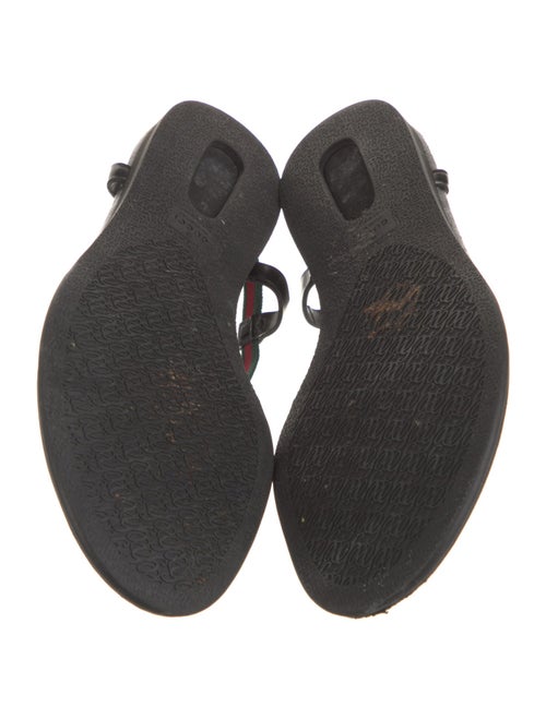 Gucci Web Accent Leather T-Strap Sandals