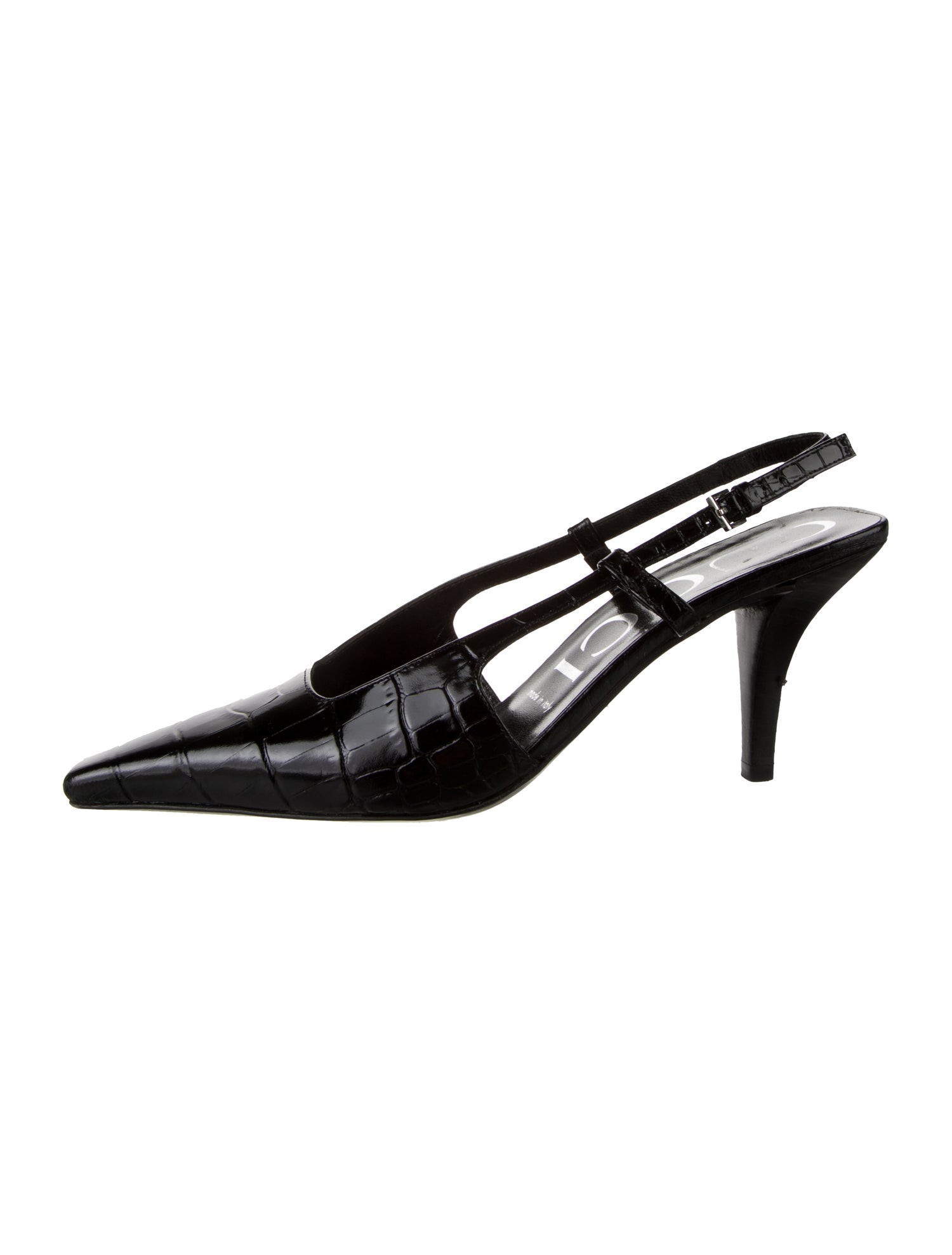 Gucci Embossed Leather Slingback Pumps