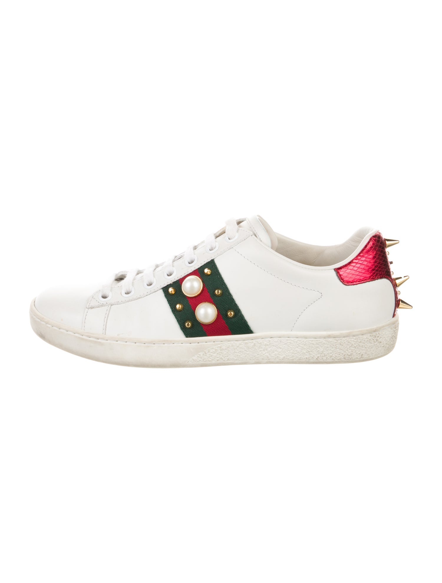 Gucci Web Accent Leather Sneakers