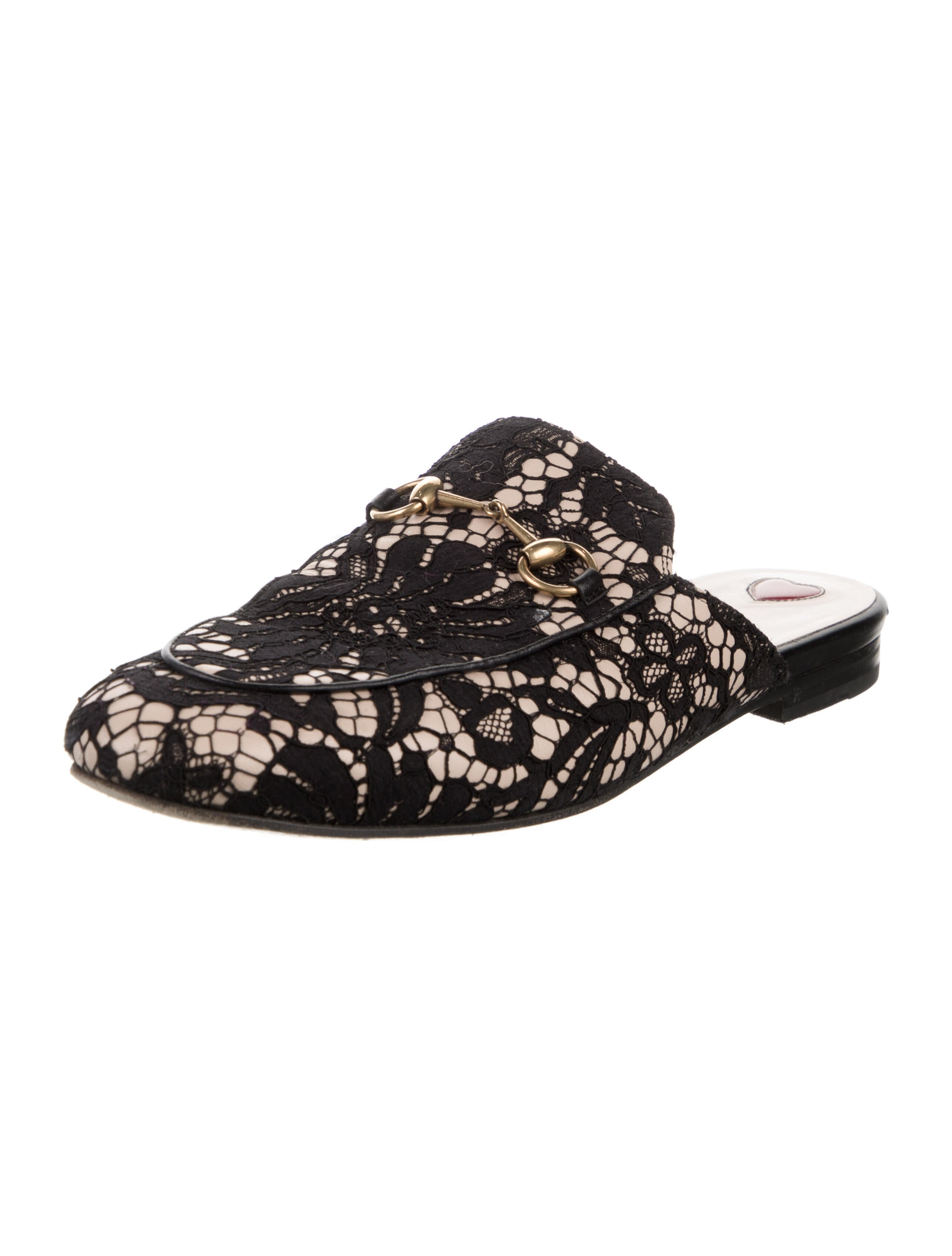Gucci Horsebit Accent Lace Mules