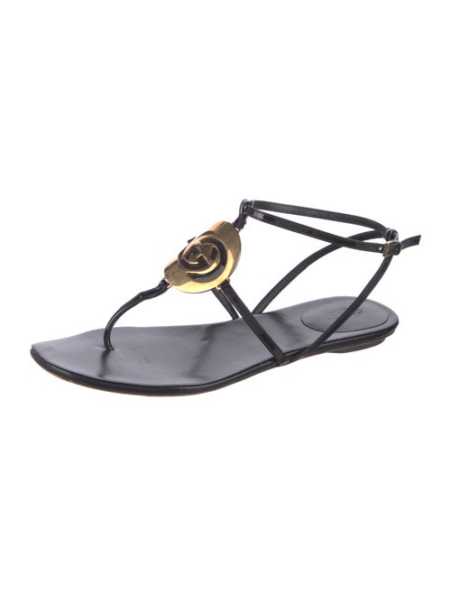 Gucci Interlocking G Logo Leather T-Strap Sandals