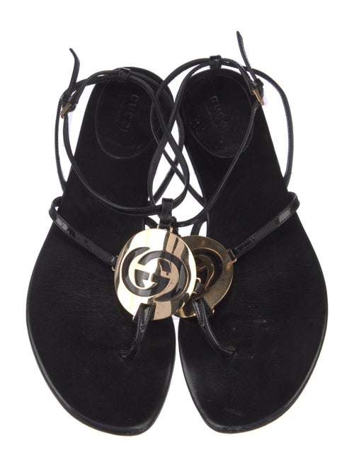 Gucci Interlocking G Logo Leather T-Strap Sandals