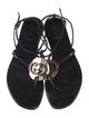 Gucci Interlocking G Logo Leather T-Strap Sandals