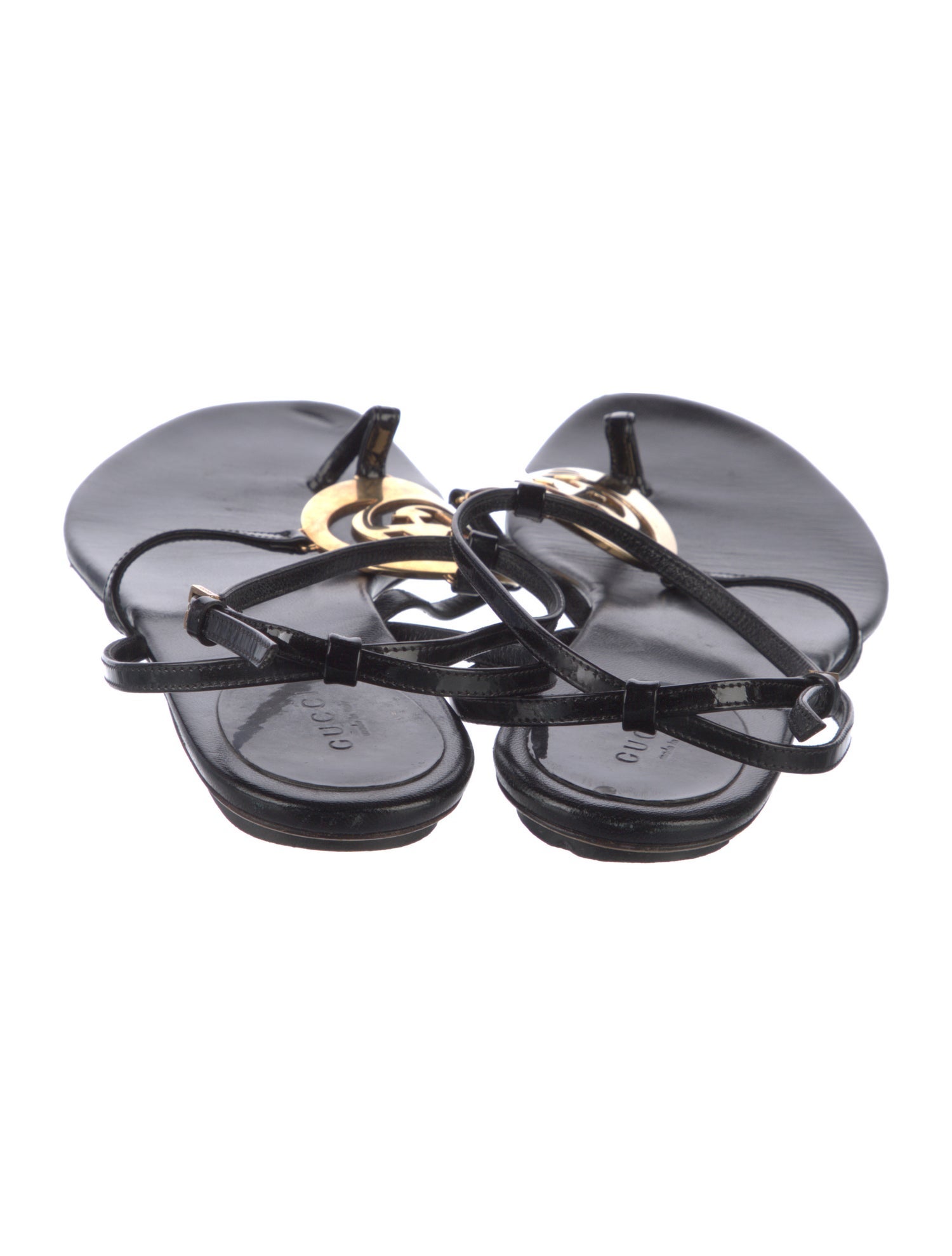 Gucci Interlocking G Logo Leather T-Strap Sandals