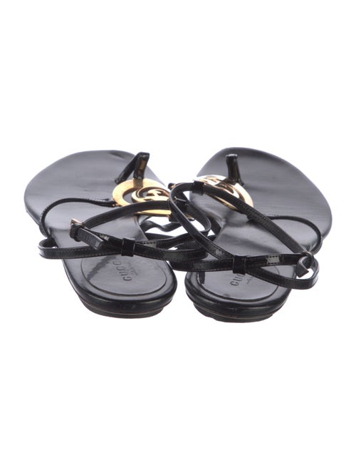Gucci Interlocking G Logo Leather T-Strap Sandals