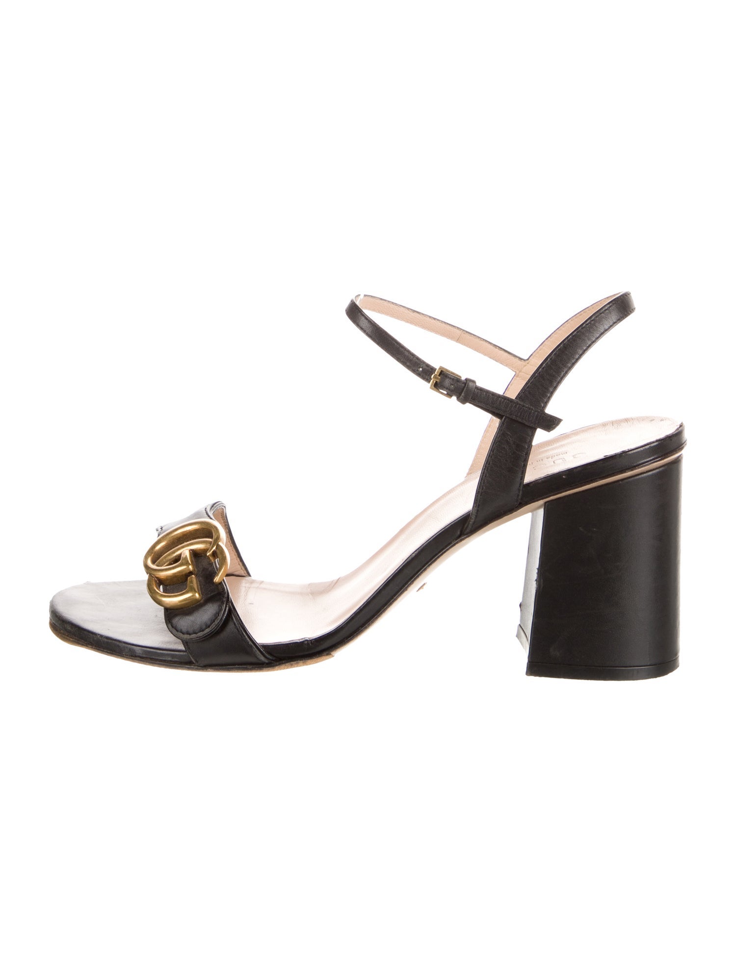 Gucci Double G Logo Leather Sandals