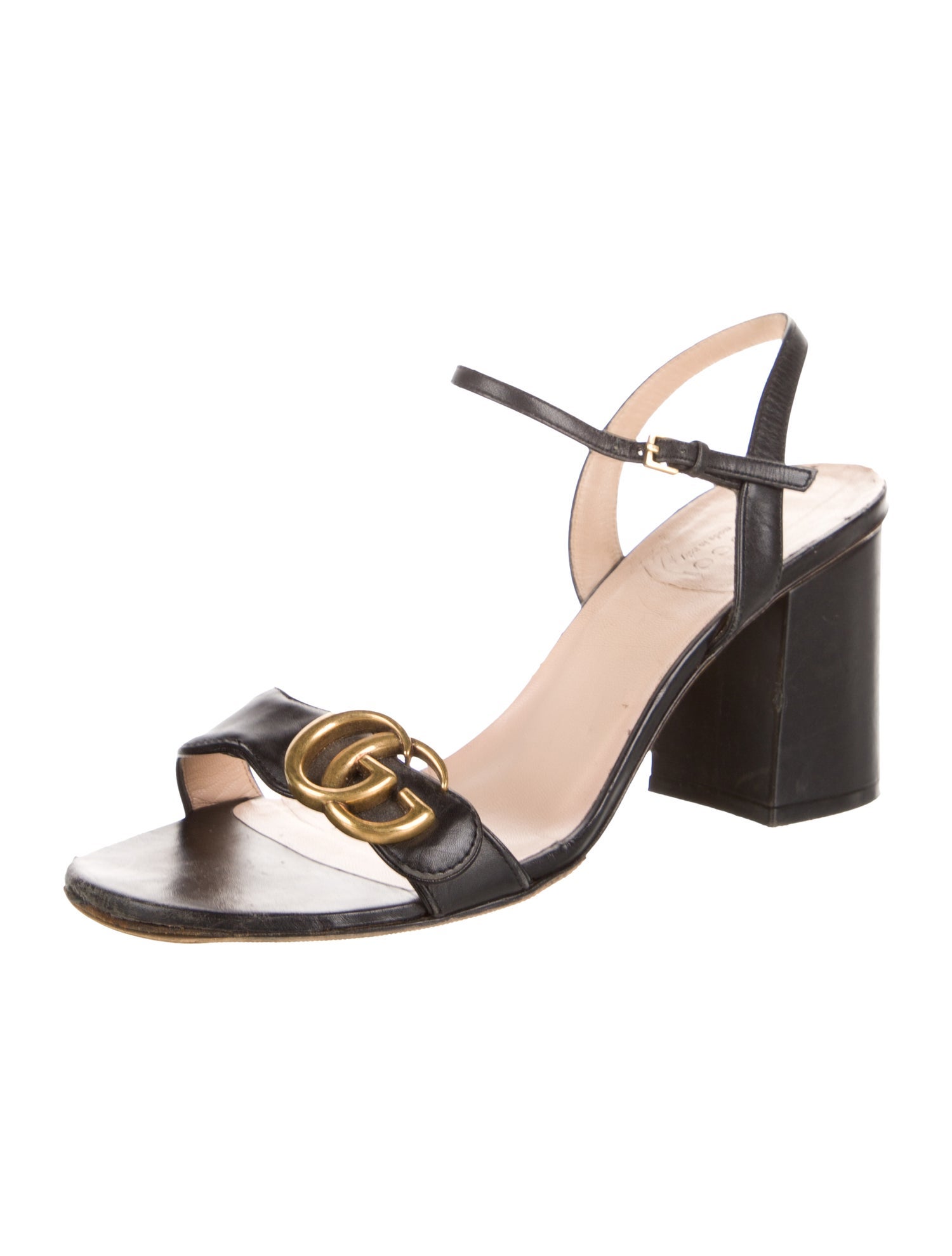 Gucci Double G Logo Leather Sandals