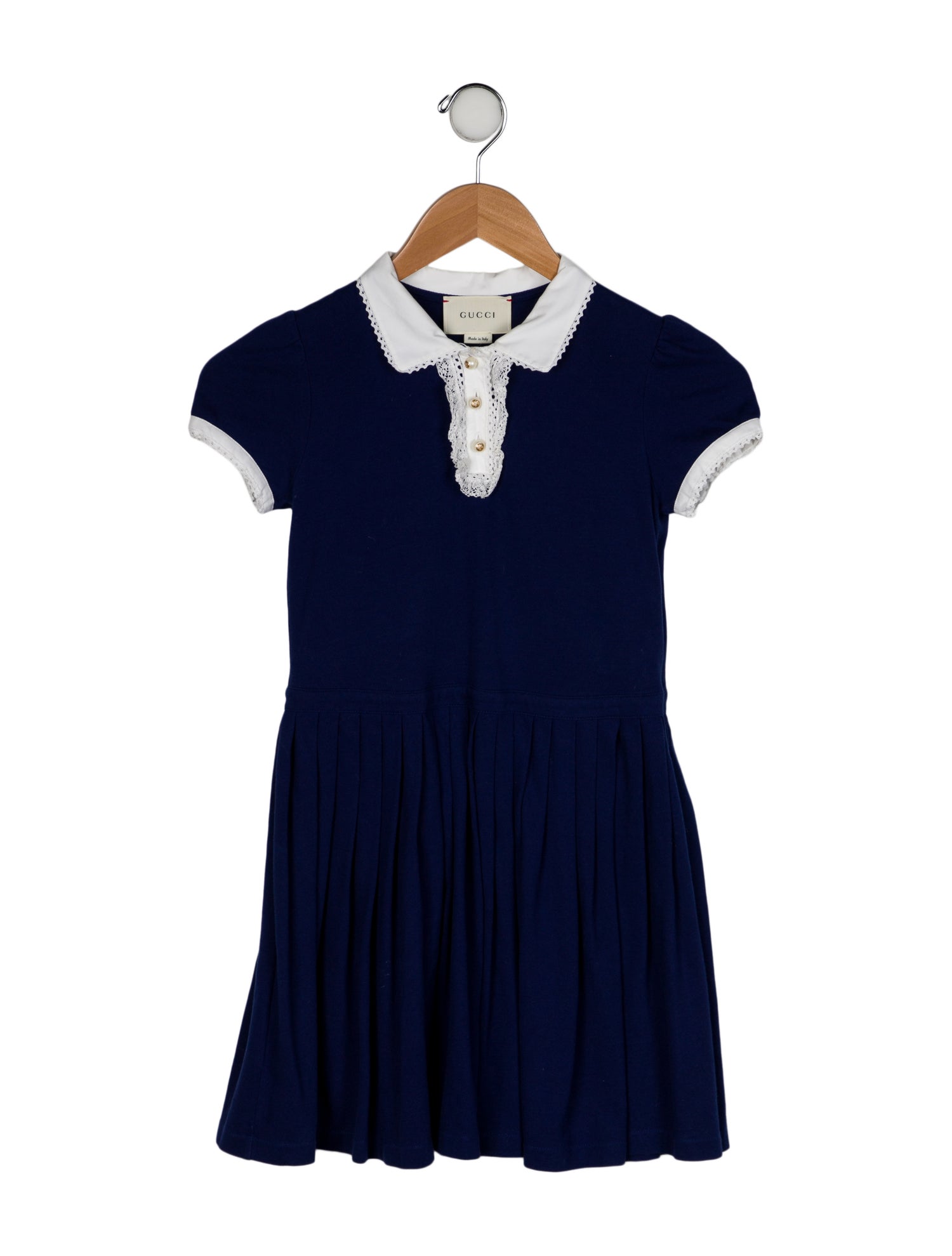 Gucci Girls' Lace-Trimmed Pleated Dress