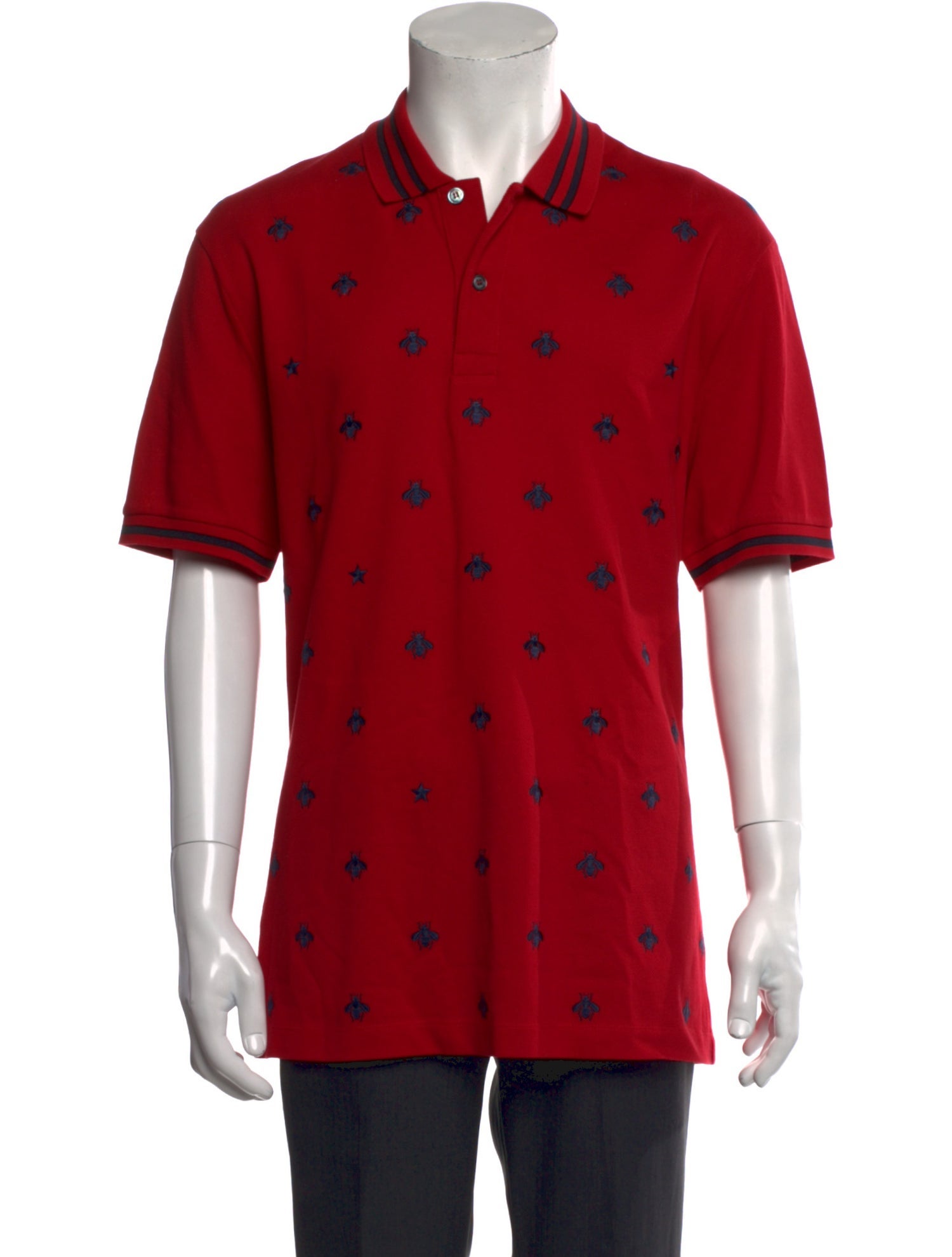 Gucci Bee Accent Printed Polo Shirt