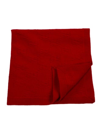 Gucci Wool Embossed GG Logo Baby Blanket