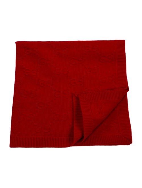 Gucci Wool Embossed GG Logo Baby Blanket