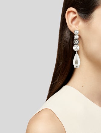 Gucci Crystal & Faux Pearl Single Drop Earring