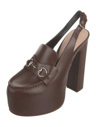 Gucci Horsebit Accent Leather Slingback Pumps