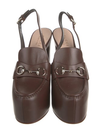 Gucci Horsebit Accent Leather Slingback Pumps