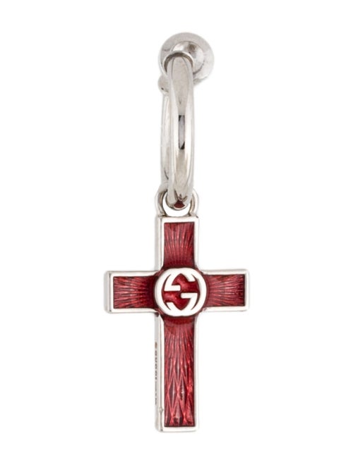 Gucci Enamel Cross Drop Single Earring