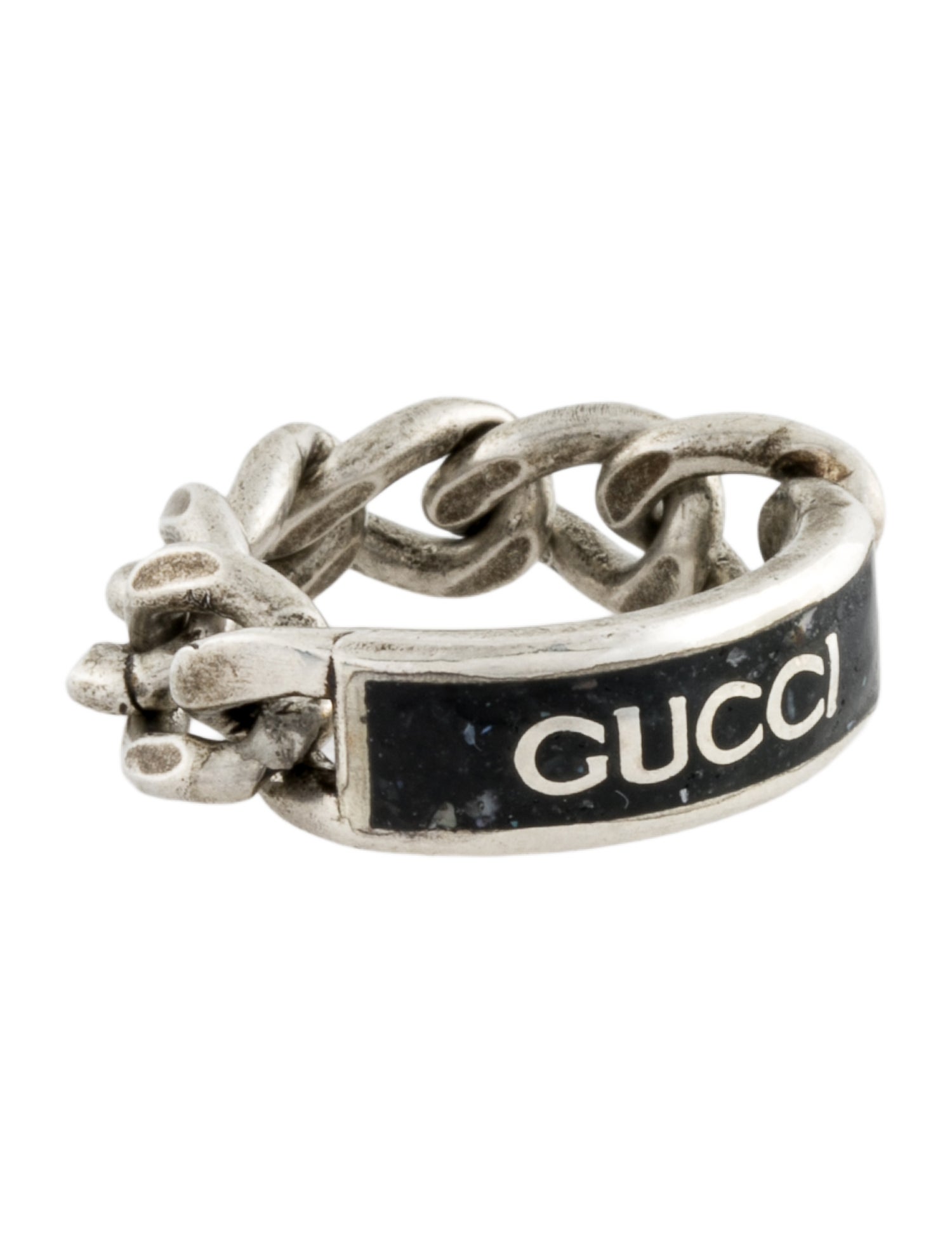 Gucci Enamel Logo ID Chain Ring
