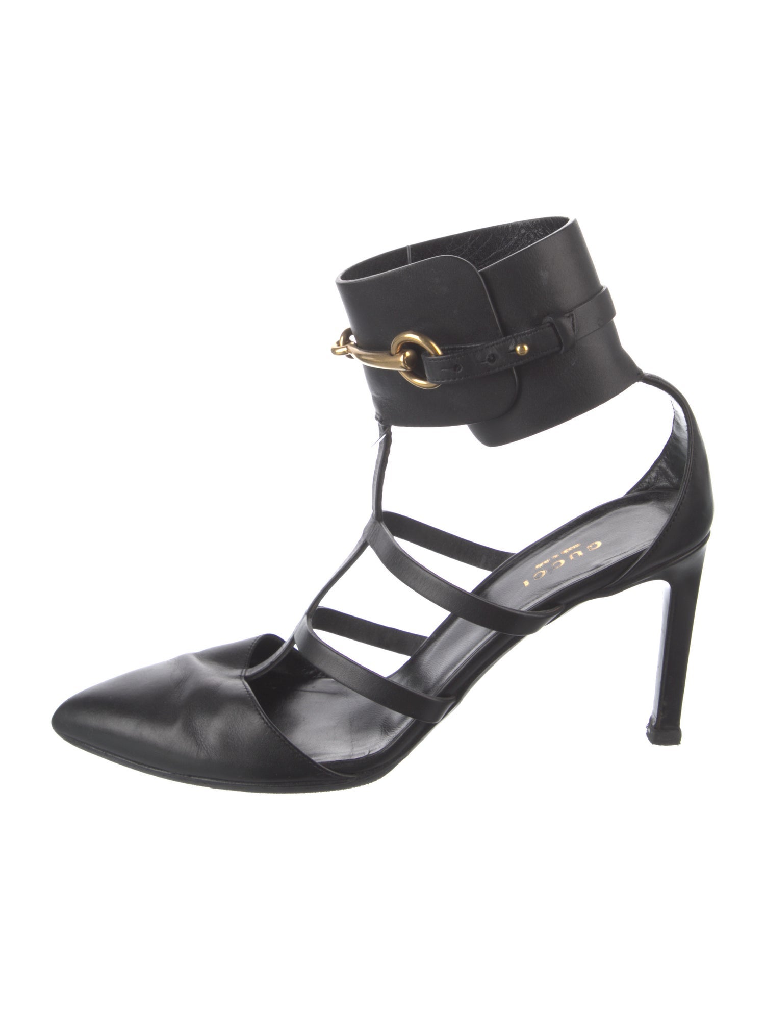 Gucci Horsebit Accent Leather T-Strap Pumps