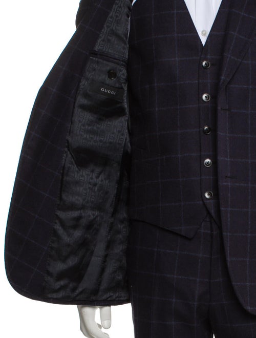 Gucci Wool Plaid Print Suit Vest
