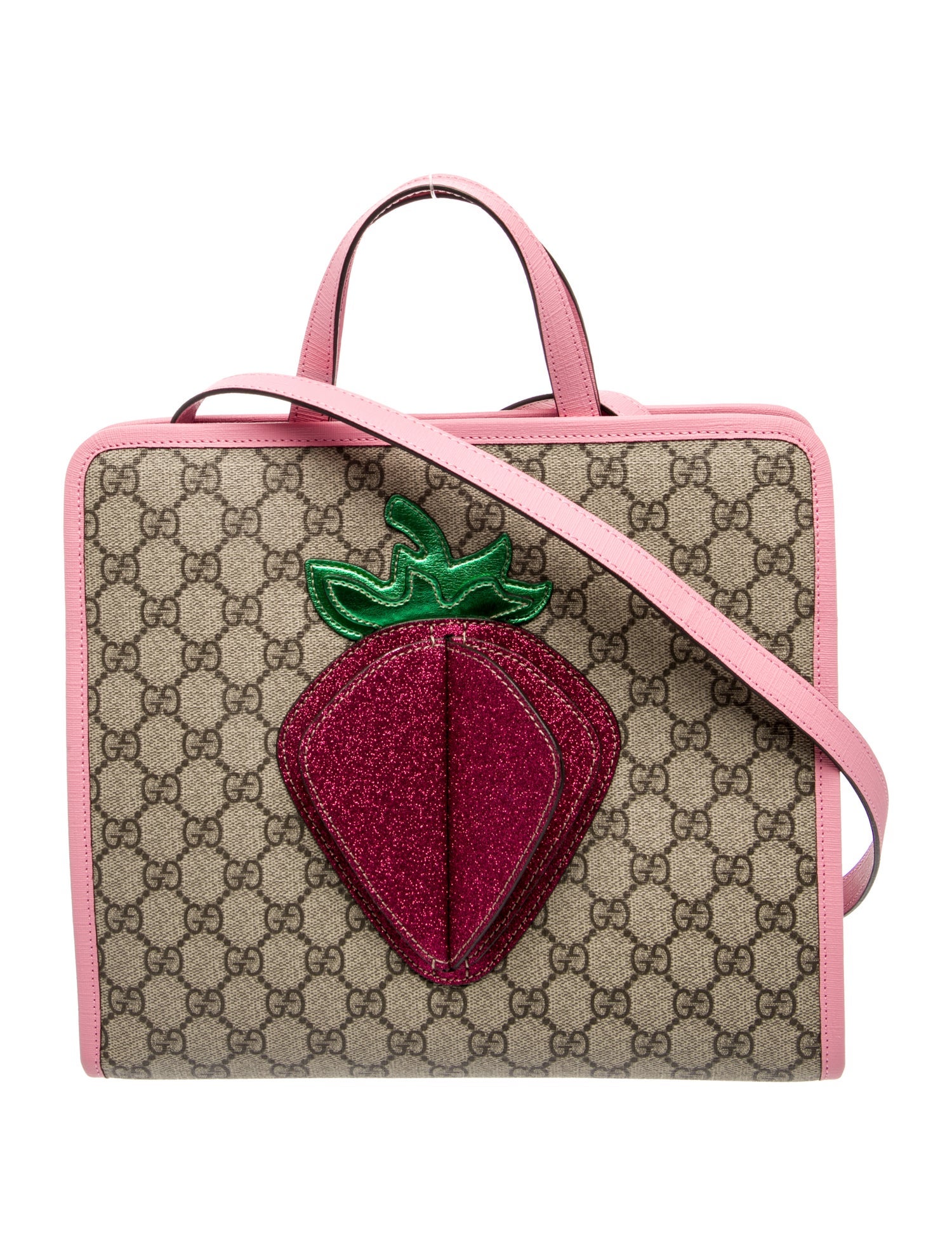Gucci Girls' GG Supreme Strawberry Handle Bag w/ Tags