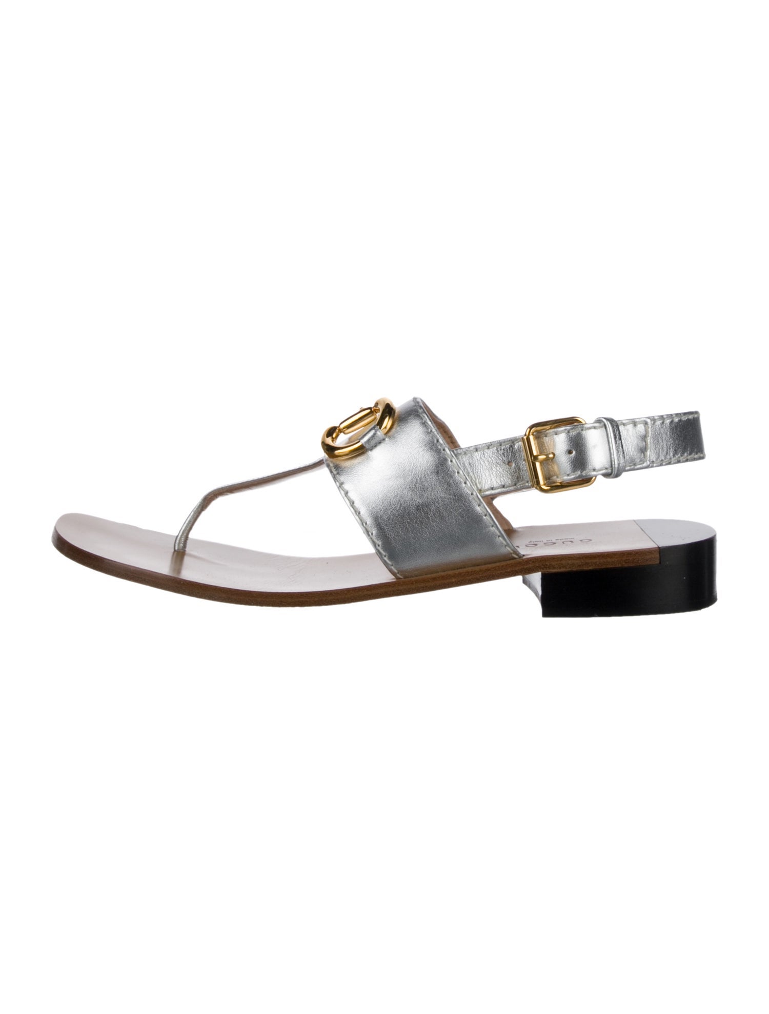 Gucci Horsebit Accent Leather Slingback Sandals
