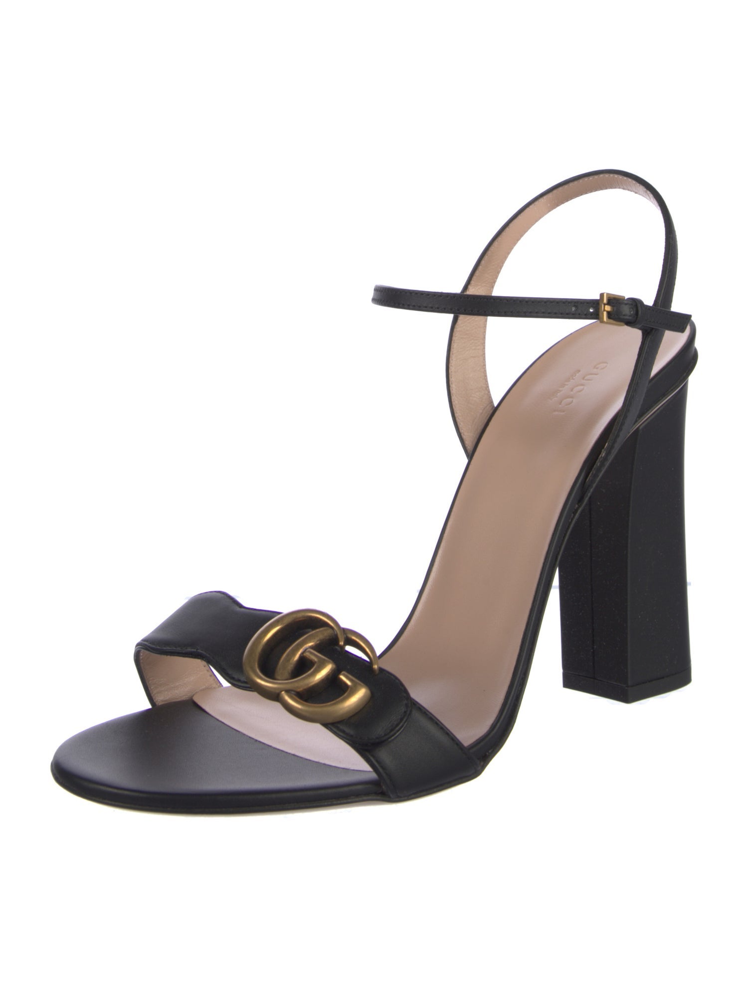 Gucci Double G Logo Leather Sandals