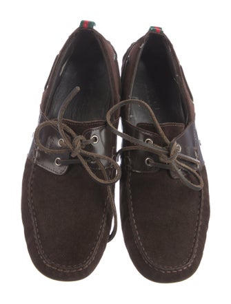 Gucci Horsebit Accent Suede Boat Shoes