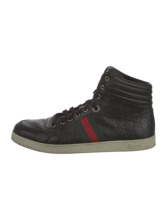 Gucci Web Accent Leather Sneakers