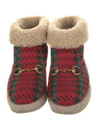 Gucci Horsebit Accent Houndstooth Print Boots