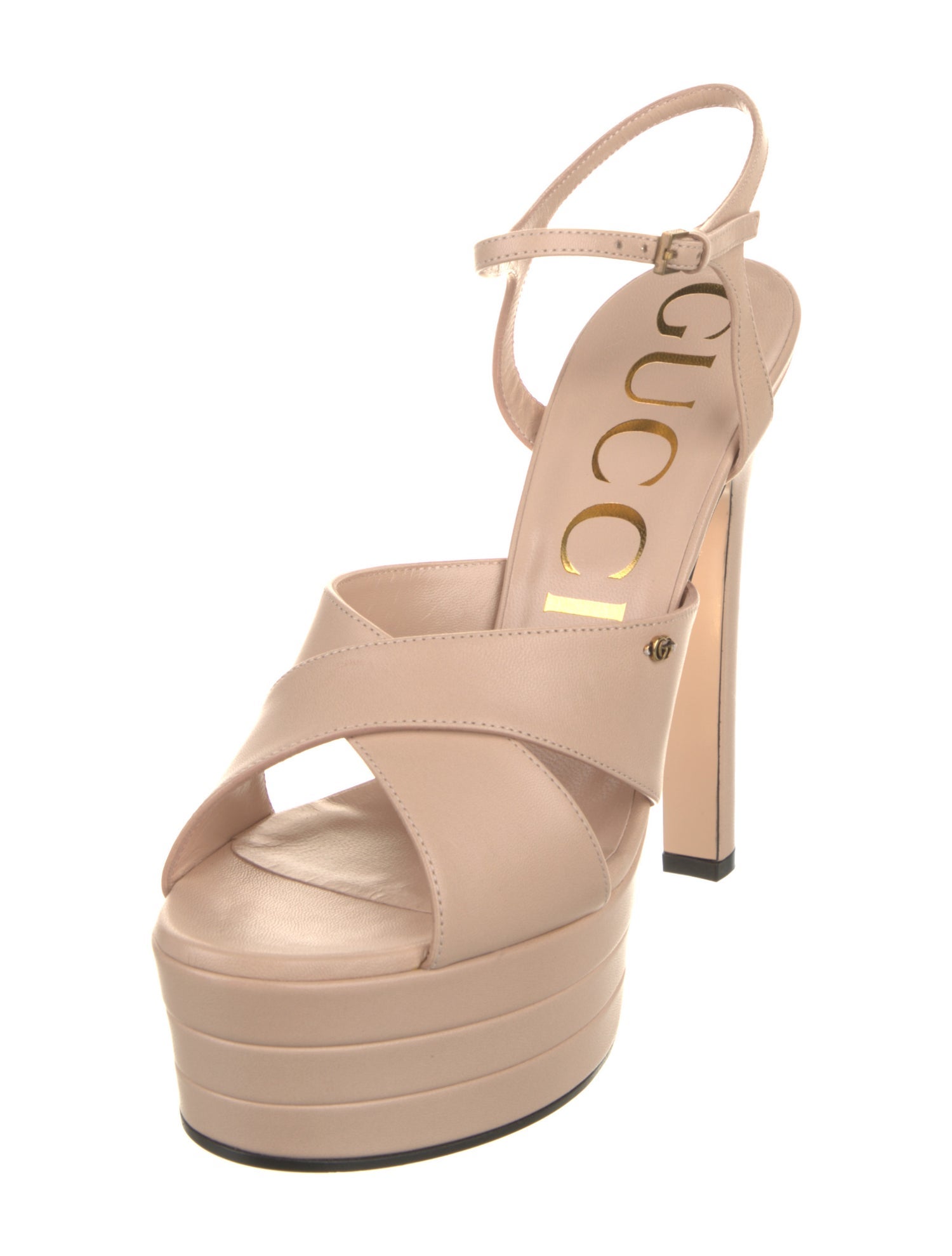 Gucci Double G Logo Leather Sandals