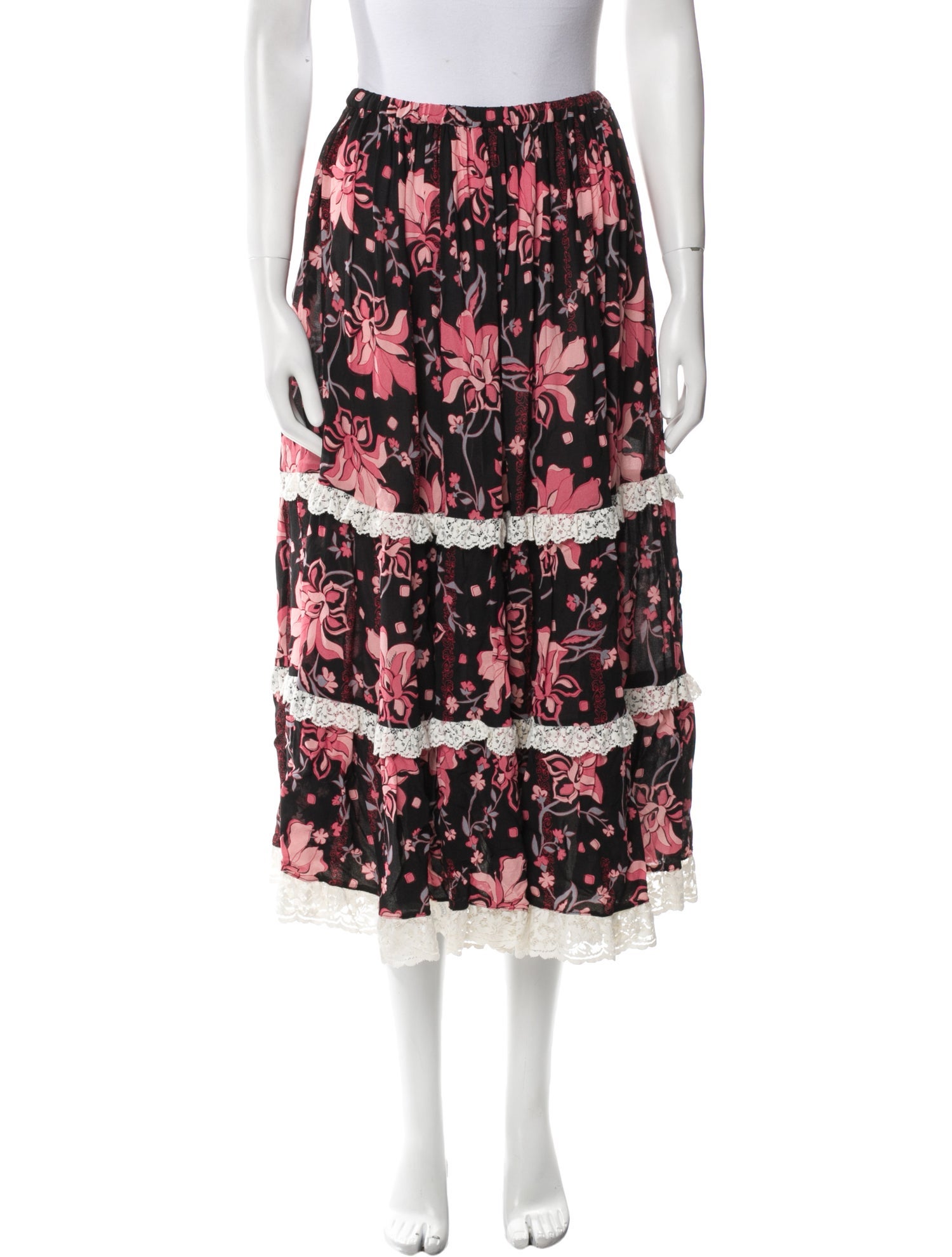 Gucci Floral Print Midi Length Skirt