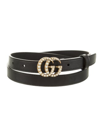 Gucci Faux Pearl Accents Skinny Belt