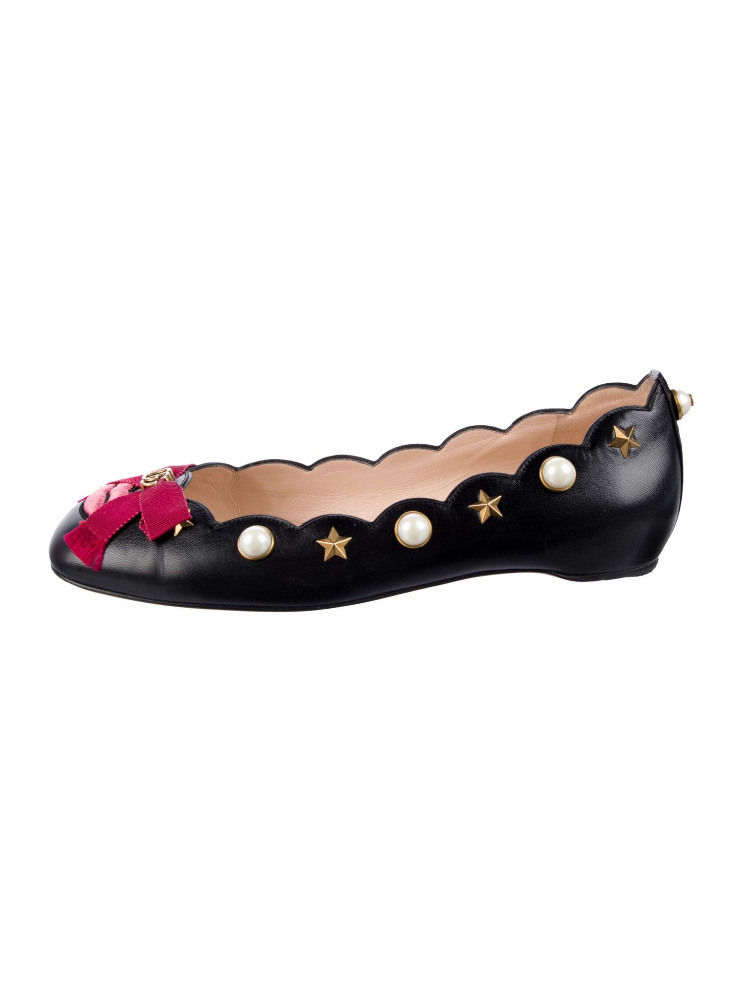 Gucci Lexi Faux Pearl Accents Ballet Flats