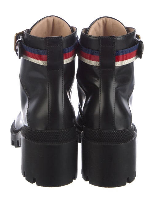 Gucci Sylvie Web Accent Leather Combat Boots