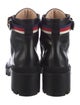 Gucci Sylvie Web Accent Leather Combat Boots