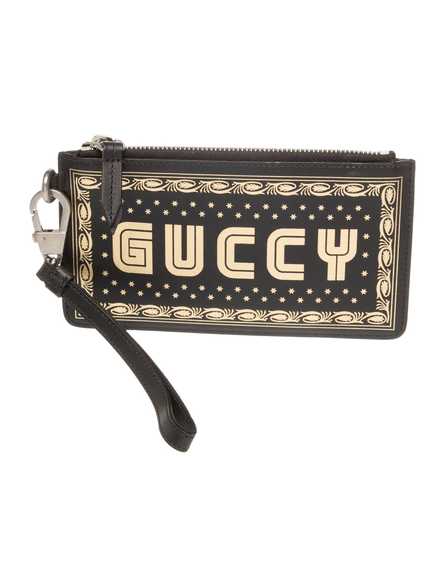 Gucci Leather x Sega Guccy Stars Leather Wristlet Small