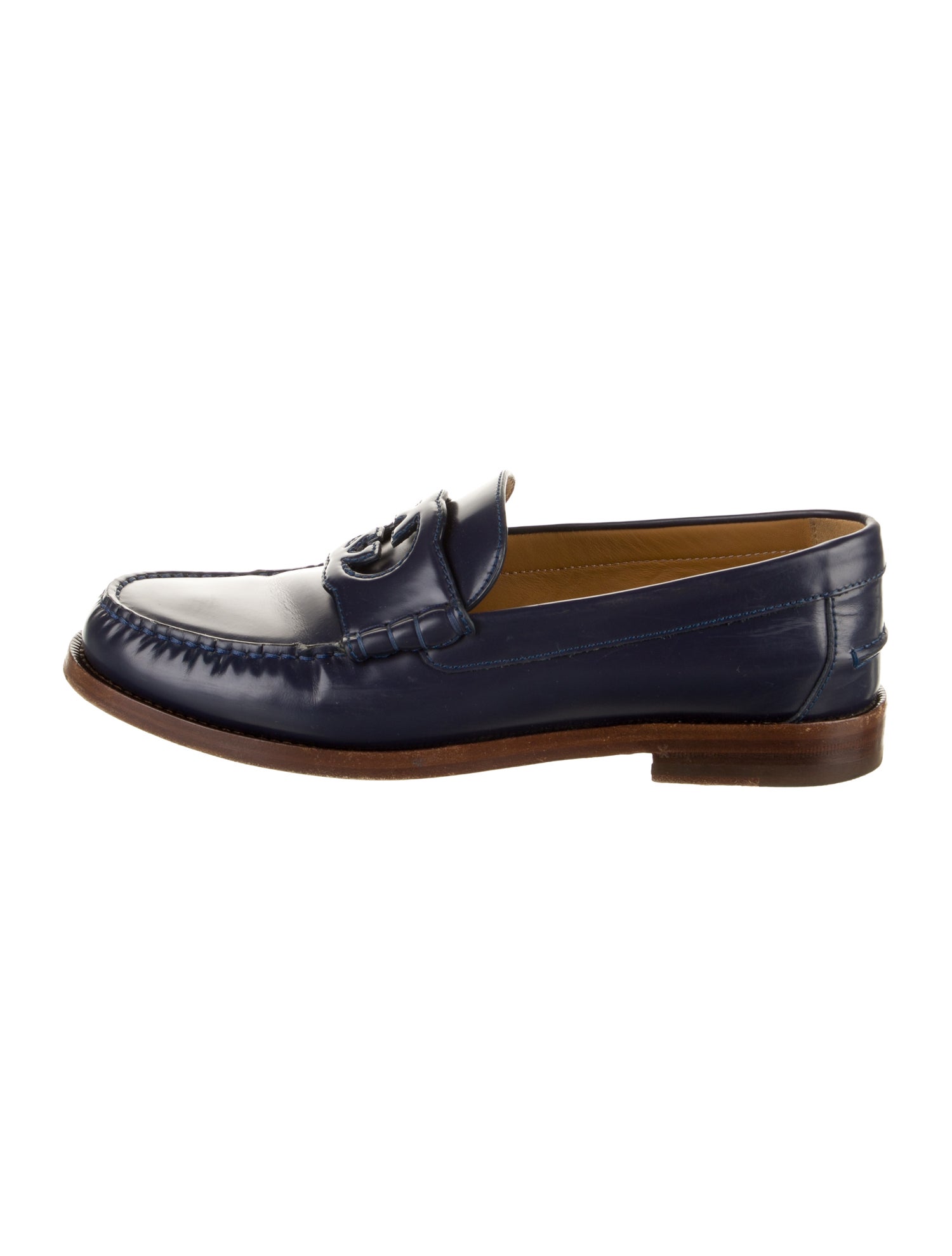 Gucci Interlocking G Logo Leather Loafers