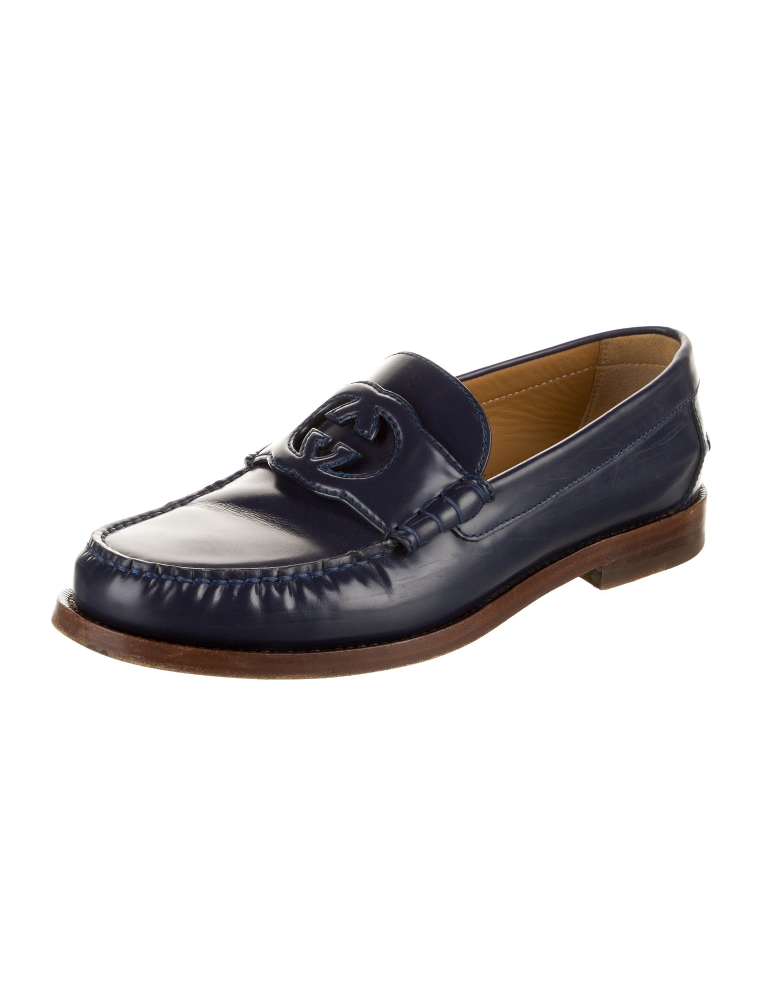 Gucci Interlocking G Logo Leather Loafers