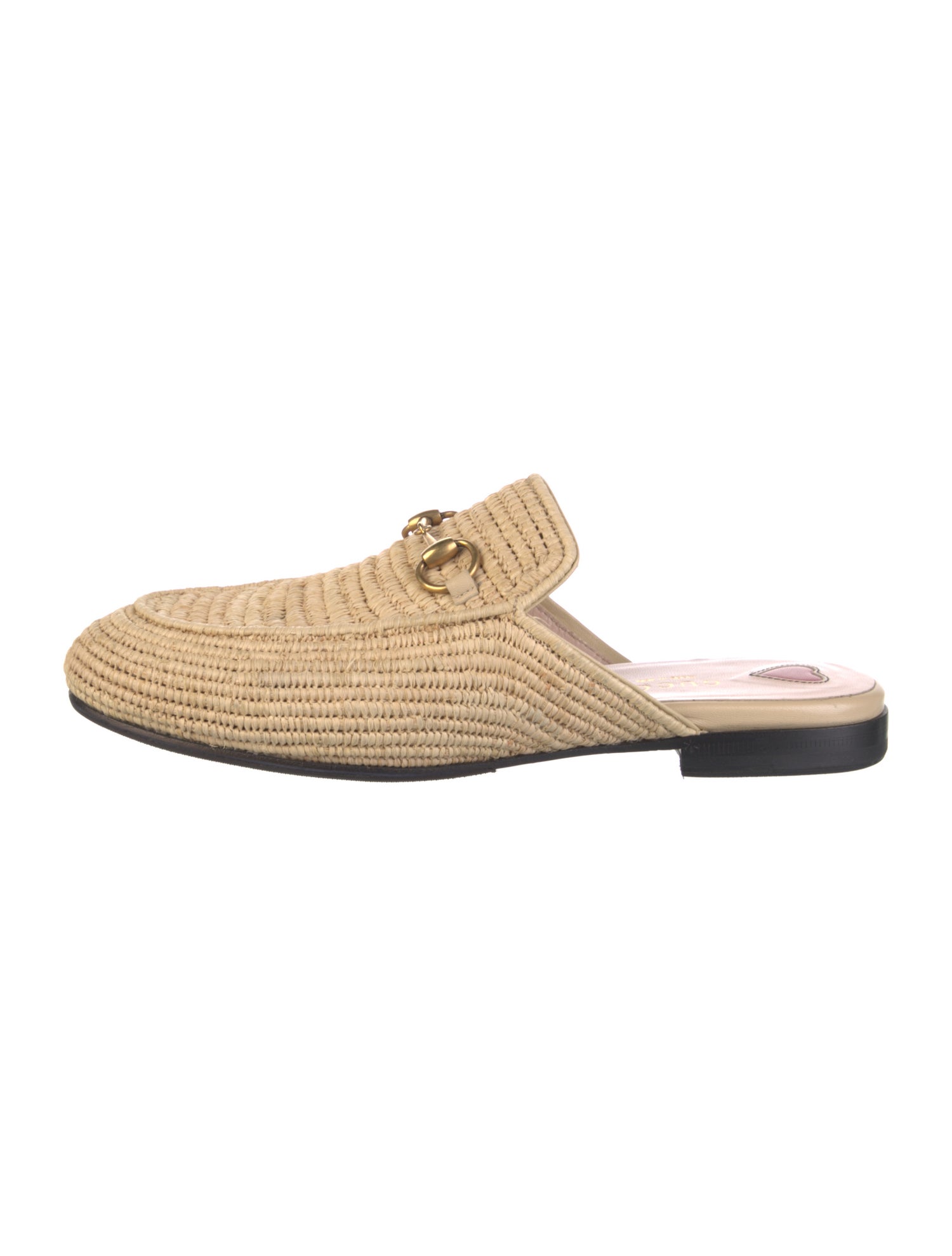 Gucci Horsebit Accent Raffia Mules