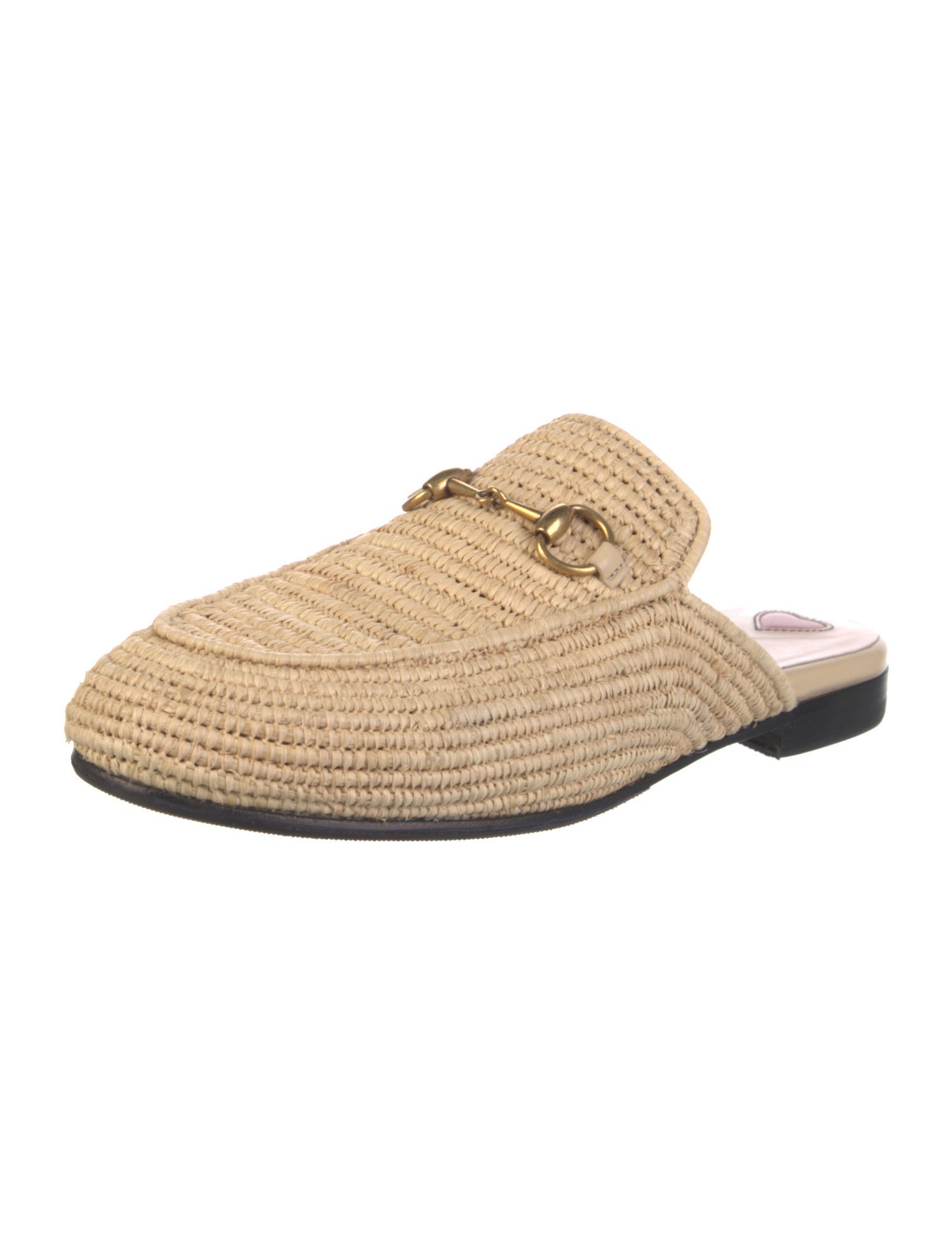 Gucci Horsebit Accent Raffia Mules