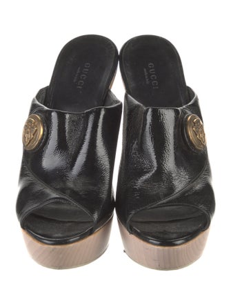 Gucci Hysteria Accent Patent Leather Slides