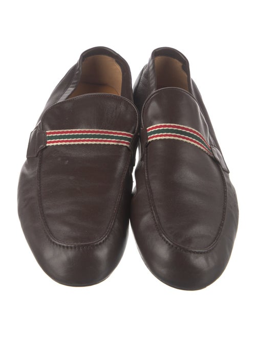 Gucci Sylvie Web Accent Leather Loafers