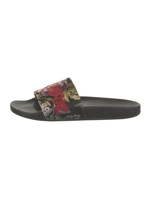 Gucci Floral Print Embroidered Accent Slides