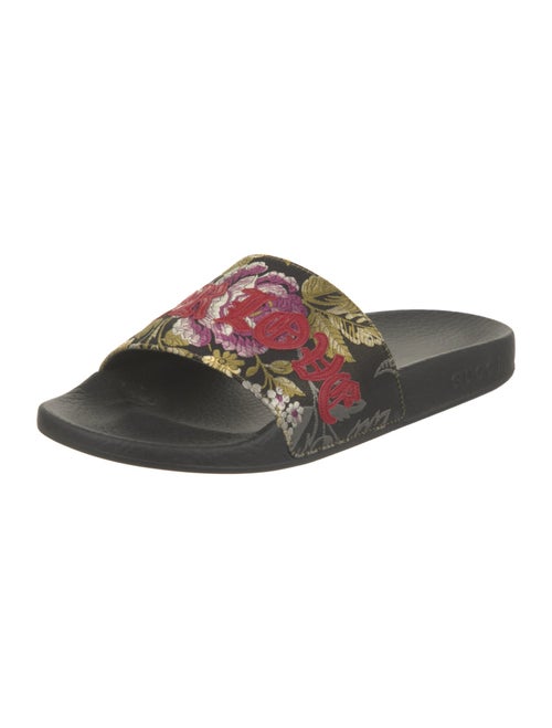 Gucci Floral Print Embroidered Accent Slides