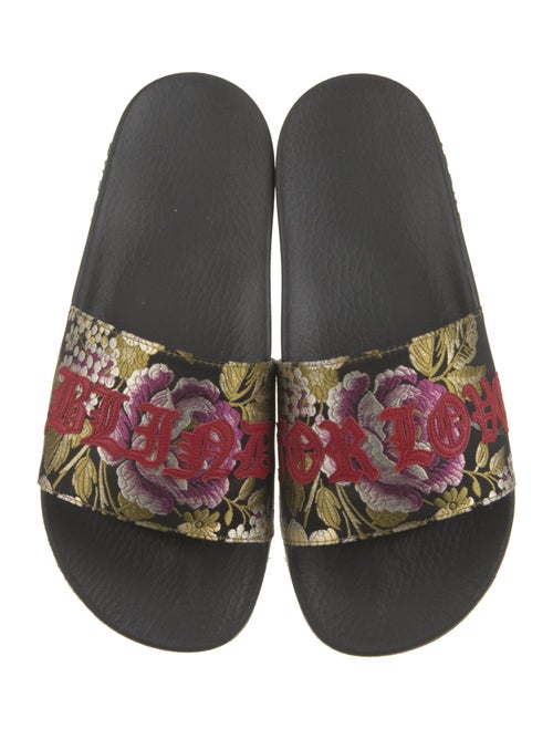 Gucci Floral Print Embroidered Accent Slides