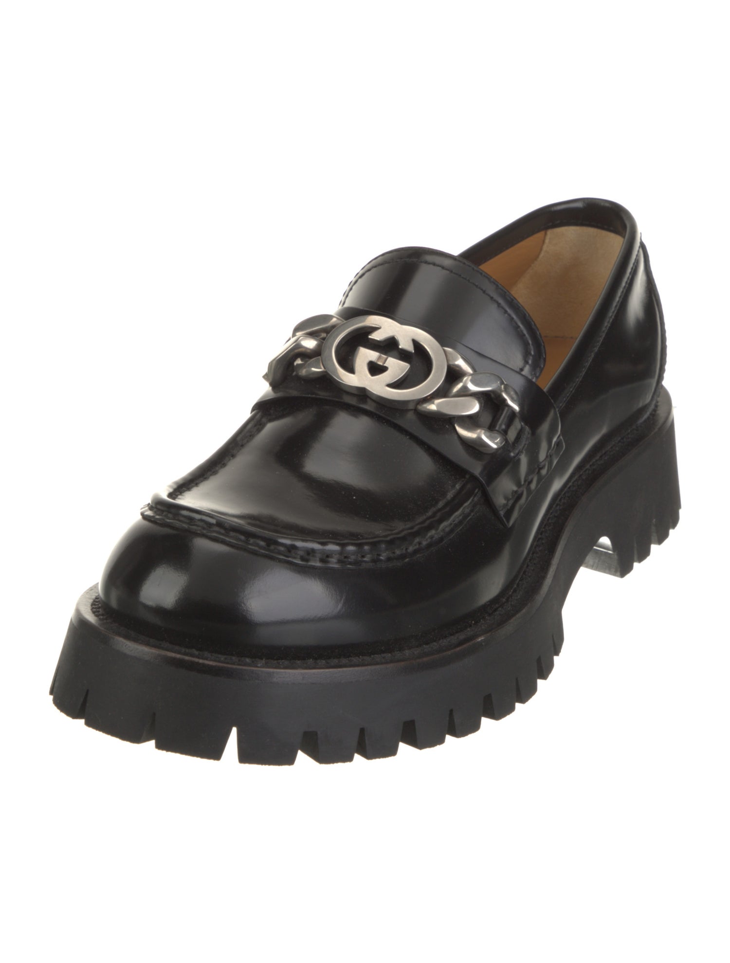 Gucci Interlocking G Logo Patent Leather Loafers