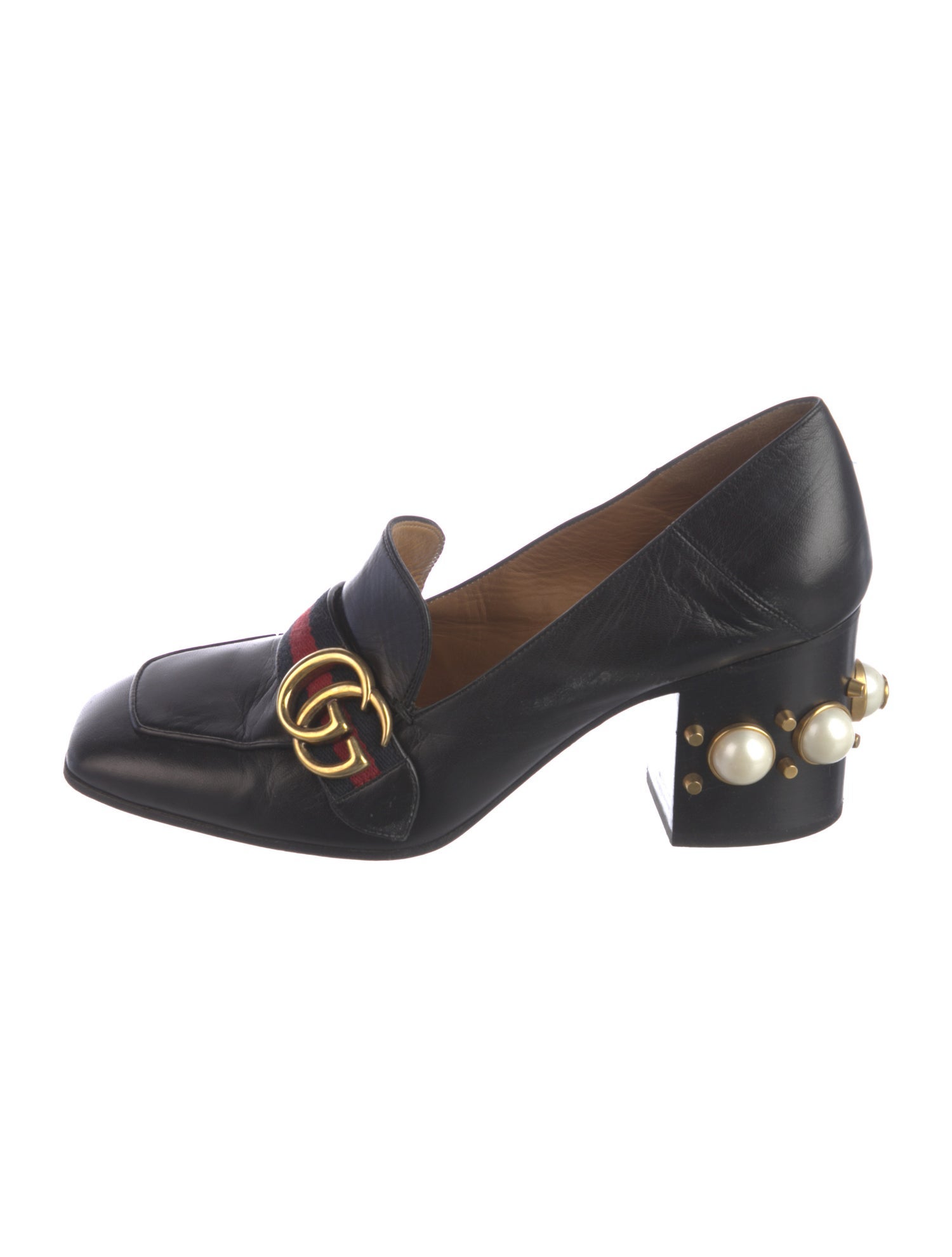 Gucci Double G Logo Leather Pumps